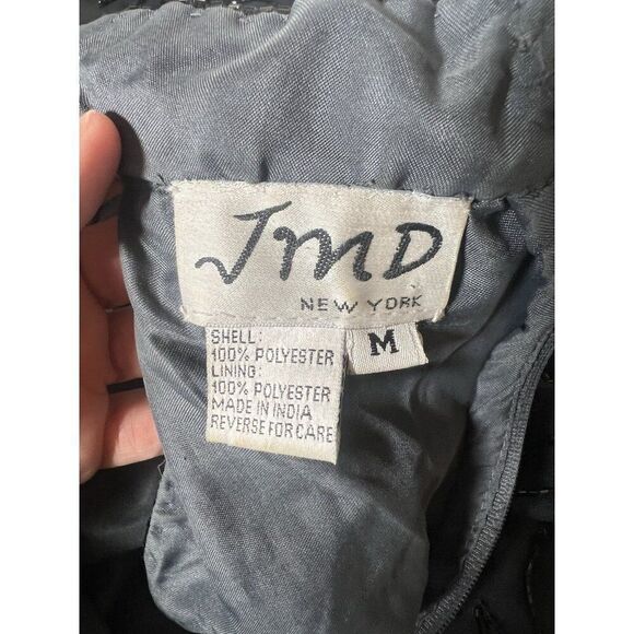 Vintage 80s 90s JMD Black Beaded Formal Dress Knee Sz M Gothic Wedding Prom.   K - Picture 6 of 6